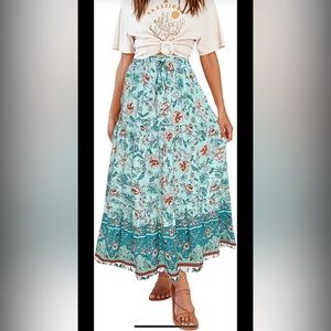 Floral Blue Boho Zesica Skirt